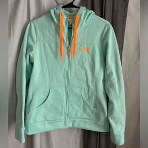 The North Face Mint Green Jacket with Orange Accents